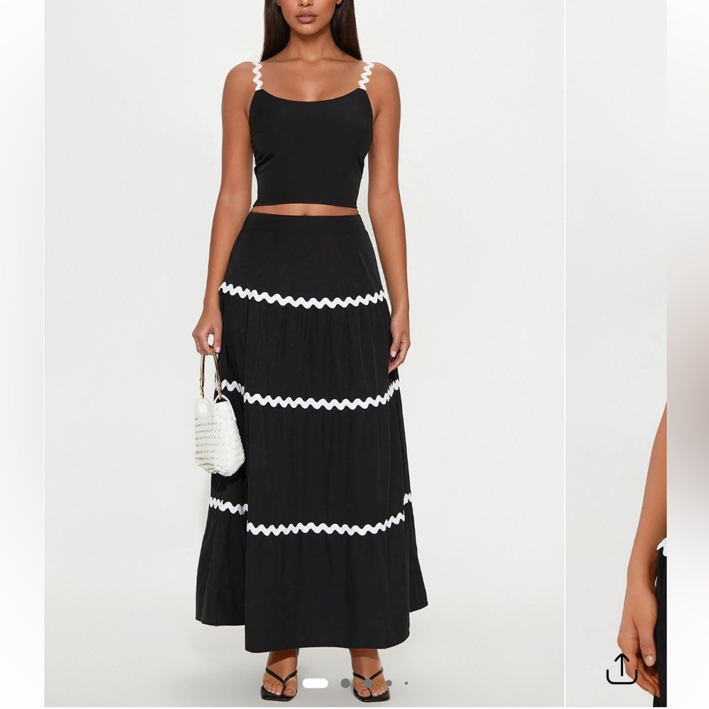 Fashion Nova Black and White Maxi Skirt Set